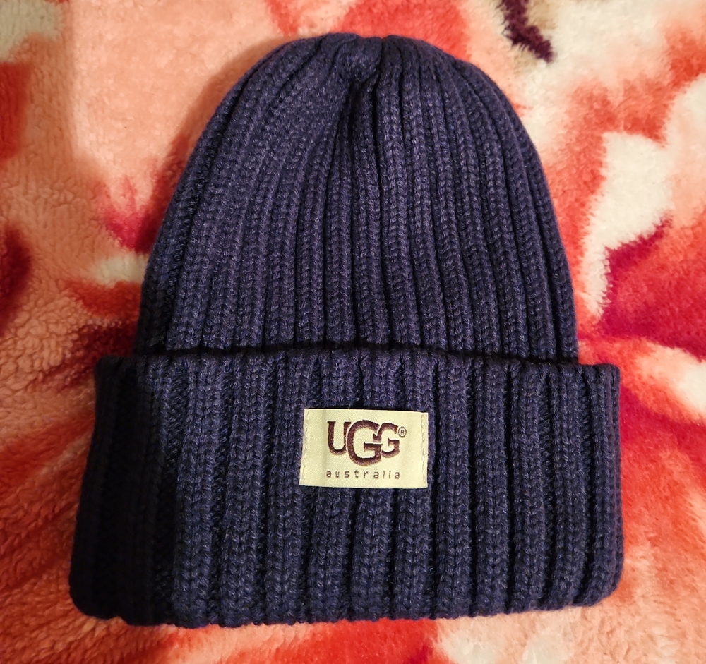 UGG Deep Blue Ribbed Beanie